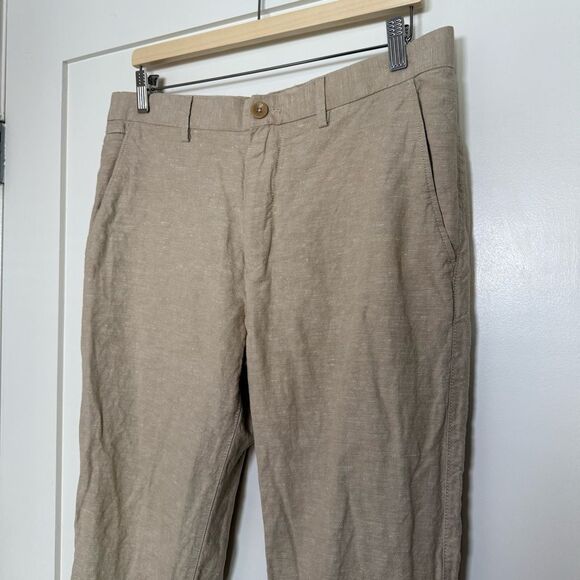 Banana Republic Kentfield Pants Mens 33x30 Tan Linen Blend Casual Preppy Office - Picture 2 of 12